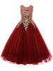 Robes cortège enfant bijou cou dentelle sans manches robes formelles enfants pageant