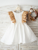 Robes cortège enfant bijou cou manches courtes ceinture ceintures formelles enfants robes de reconstitution historique