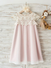 Robes cortège enfant bijou cou manches courtes dentelle robes enfants formelles Pageant