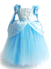 Robes cortège enfant bijou cou manches courtes plis enfants robes de soirée robe de princesse Cendrillon