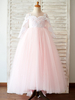 Robes cortège enfant bijou cou manches longues arcs enfants robes de soirée