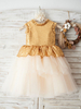 Robes cortège enfant bijou cou paillettes sans manches longueur au genou princesse silhouette arcs enfants robes de soirée