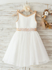 Robes cortège enfant bijou cou sans manches arcs enfants robes de soirée sociales
