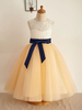Robes cortège enfant bijou cou sans manches ceinture ceintures enfants robes de soirée