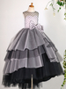 Robes cortège enfant bijou cou sans manches noeuds robes formelles enfants pageant