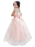 Robes cortège enfant bijou cou sans manches plissés enfants robes de soirée