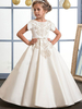 Robes cortège enfant bijou cou satin tissu manches courtes cheville longueur princesse silhouette appliques formelle enfants robes de reconstitution historique