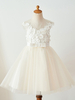 Robes cortège enfant bijou cou tulle manches courtes longueur au genou princesse silhouette arcs enfants robes de soirée sociales