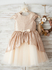 Robes cortège enfant bijou cou tulle manches courtes longueur au genou princesse silhouette arcs formelle enfants robes de reconstitution historique