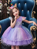 Robes cortège enfant bijou cou tulle manches courtes longueur au genou princesse silhouette fleurs enfants sociales robes de soirée