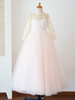 Robes cortège enfant bijou cou tulle manches longues parole longueur princesse silhouette boutons boutons enfants robes de reconstitution historique