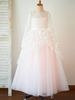 Robes cortège enfant bijou cou tulle manches longues parole longueur princesse silhouette papillon enfants robes de soirée sociales