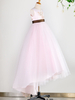 Robes cortège enfant bijou cou tulle sans manches avec train princesse Silhouette brodé enfants robes de soirée sociales