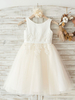 Robes cortège enfant bijou cou tulle sans manches longueur au genou princesse silhouette ceinture ceintures robes de soirée pour enfants