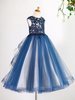 Robes cortège enfant bijou cou tulle sans manches étage longueur princesse silhouette dentelle enfants robes de soirée sociales