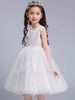 Robes cortège enfant blanche en dentelles col rond brodé robe de fille de fleur