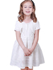 Robes cortège enfant blanches col bijou mélange de coton manches courtes thé-longueur une ligne plissée enfants robes de soirée sociale