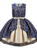 Robes cortège enfant bleu marine col bijou sans manches enfants robes de soirée sociale