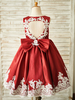Robes cortège enfant bordeaux col rond bijou en dentelle sans manches robes de soirée pour les enfants