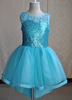 Robes cortège enfant Cendrillon robe haut/bas jeune enfant bleu robe Sequin mi-longues Pageant robe de bal robe de princesse