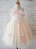 Robes cortège enfant Champagne plumes de cou bijou sans manches robes de soirée pour enfants