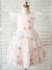 Robes cortège enfant col bijou dentelle manches courtes longueur genou princesse silhouette arcs enfants robes de soirée roses