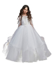 Robes cortège enfant col bijou dentelle manches longues longueur de plancher princesse silhouette brodée enfants robes de soirée