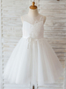 Robes cortège enfant col bijou dentelle sans manches au genou princesse silhouette perlée enfants robes de soirée sociale