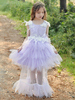 Robes cortège enfant col bijou Polyester sans manches longueur genou princesse silhouette plumes dentelle enfants robes