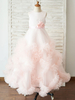 Robes cortège enfant col bijou sans manches arcs enfants robes de soirée roses