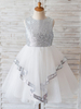 Robes cortège enfant col bijou sans manches arcs enfants sliver robes de soirée sociale