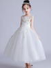 Robes cortège enfant col bijou sans manches brodées enfants robes de soirée sociale