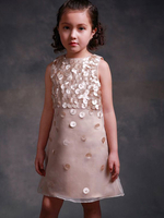 Robes cortège enfant col bijou sans manches perlées robes de soirée pour enfants