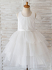 Robes cortège enfant col bijou sans manches tulle arcs enfants robes de soirée sociale