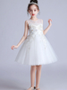 Robes cortège enfant col bijou Tulle manches courtes longueur genou princesse silhouette brodée enfants robes de soirée