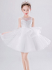Robes cortège enfant col bijou tulle sans manches courtes princesse enfants robes de soirée sociale