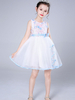 Robes cortège enfant col bijou tulle sans manches longueur genou princesse enfants robes de soirée sociale