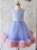 Robes cortège enfant col bijou Tulle sans manches longueur genou princesse silhouette ceinture enfants robes de soirée sociale