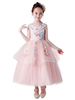 Robes cortège enfant Col en coeur Tulle Sans manches Longueur de cheville Princesse Silhouette Brodé Enfants Robes de soirée