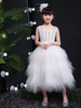 Robes cortège enfant Col en V Tulle Sans manches Longueur cheville Princesse Silhouette Paillettes Enfants Robes de soirée