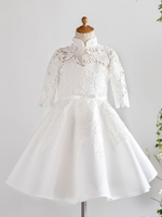 Robes cortège enfant col haut manches enfants robes de soirée sociales