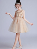 Robes cortège enfant col rond en dentelle jupe en tulle longueu au genou Robe fille de fleur