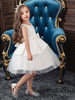 Robes cortège enfant col rond en dentelle jupe en tulle longueur au genou Robe fille de fleur