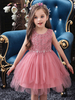 Robes cortège enfant col rond en dentelle jupe en tulle longueur au genou robe fille de fleur
