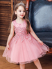 Robes cortège enfant col rond en dentelle jupe en tulle Robe de fille de fleur