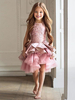 Robes cortège enfant col rond en dentelle longueur au genou Robe fille de fleur