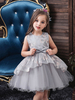Robes cortège enfant col rond jupe en tulle longueur au genou Robe fille de fleur
