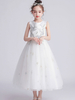 Robes cortège enfant col rond jupe en tulle longueur cheville robe de fille de fleur