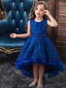 Robes cortège enfant col rond zip sur dos décoré de noeud Robe de fille de fleur