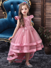 Robes cortège enfant col V en tulle Robe de fille de fleur